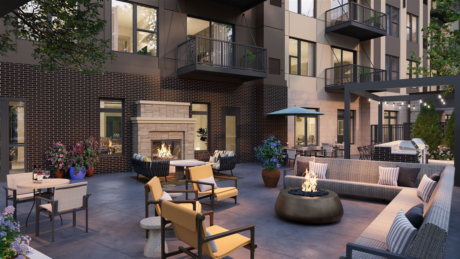 Olinia Maple Grove Grand Terrace, an outdoor lounge and dining amenity deck